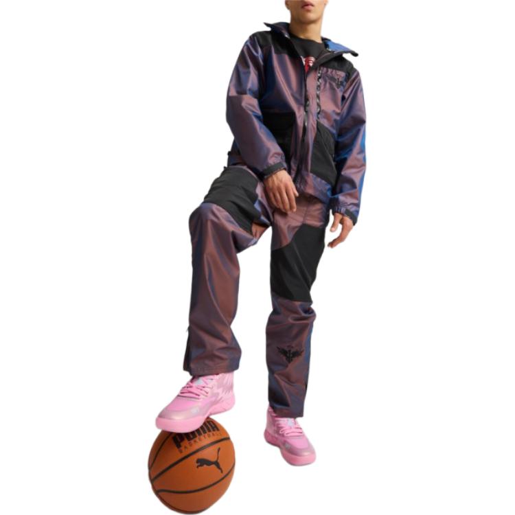 Puma Retro Sports Woven Basketball Stand Collar Zip Jacket Men Jacket Purple 625341-01