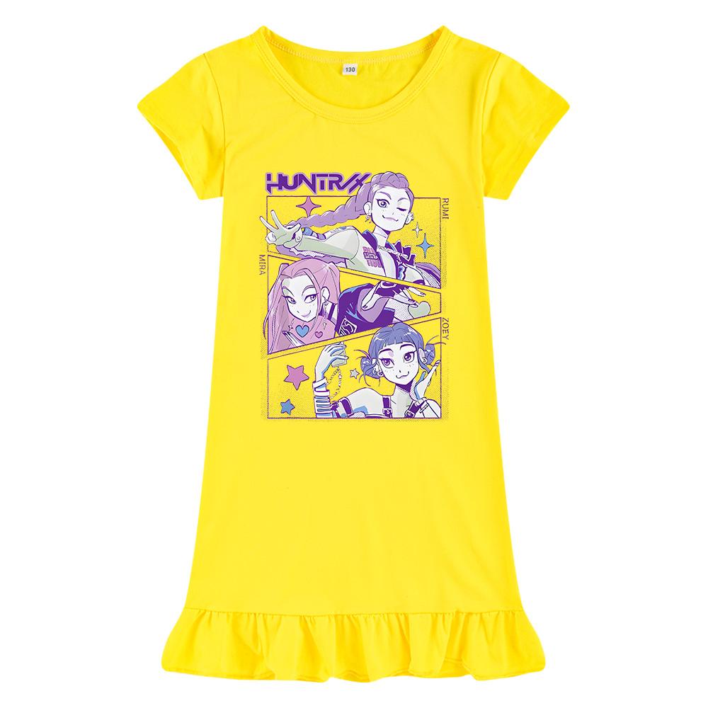 Hot selling Kpop witch hunting group printed girls' dress ice silk nightgown