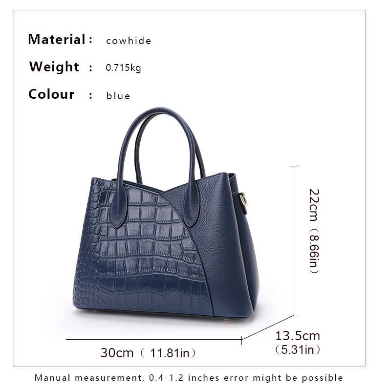 New Crocodile Pattern Large Capacity Women's Handbag with High Quality Spliced Cowhide Commuter Bag