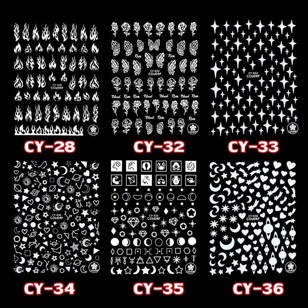 Rose Butterfly 3D Nail Polish Sticker Nail Art Glitter Decal Nail Stickers Flame Luminous Effect