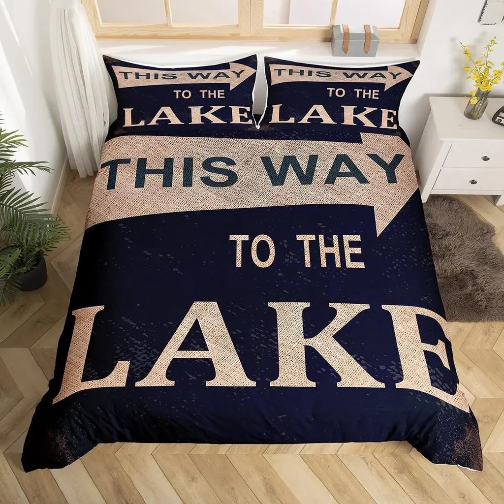 Happy Camping Duvet Cover Set Cartoon Camping Car Bedding Set Microfiber Camper Comforter Cover Queen Size for Kids Boys Girls