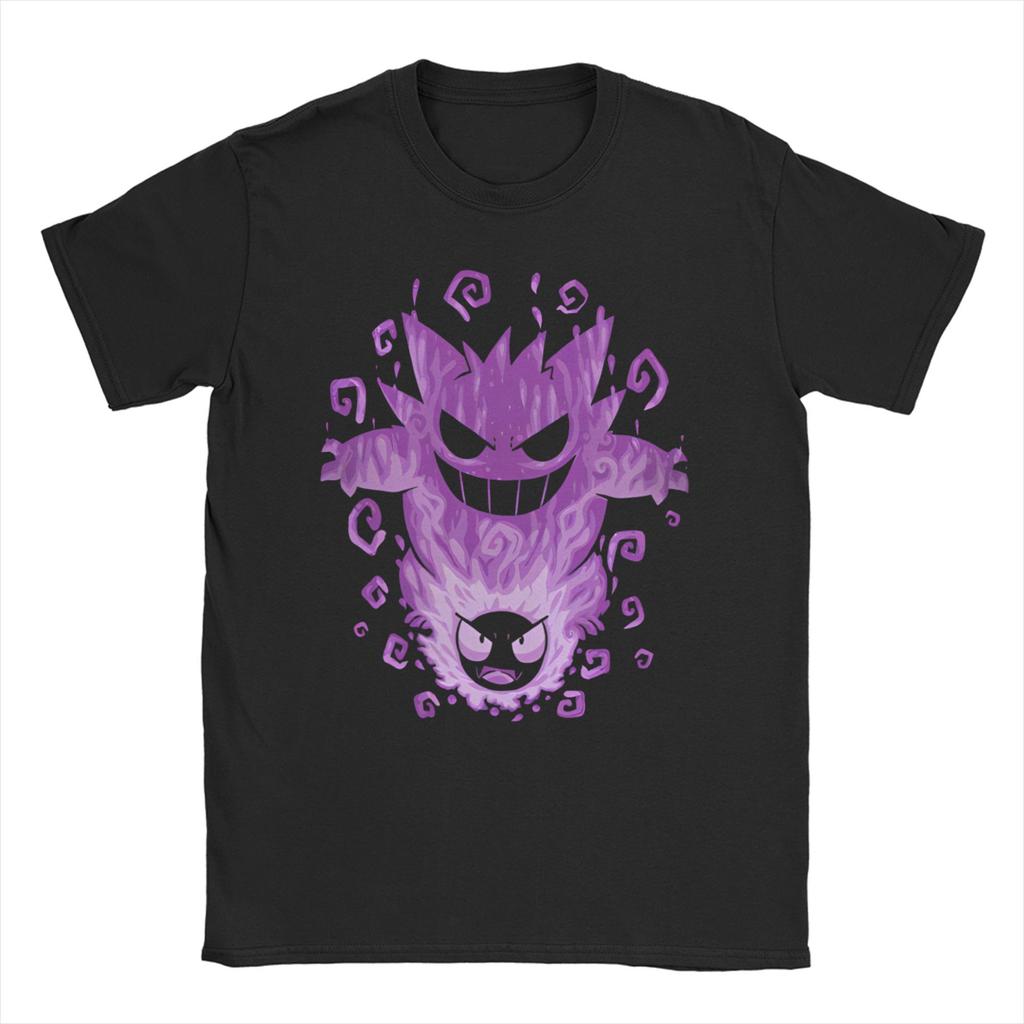 Pokemon Gengar Kawaii T-Shirts Men Women Round Neck 100% Cotton T Shirt Japanese Anime Pikachu Short Sleeve Tee Shirt Clothes
