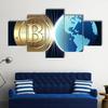 Bitcoin Digital World 5 Pieces HD Wall Art Canvas Posters Accessories Paintings for Living Room Home Decor Picture Decorations