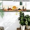 2D Flat, 1pc 2D Flat 4X16 Inch Aluminum Metal Signs Style Desert Scenery Metal Wall Decor with Striking Shapes and Warm Hues for Cozy Reading Nook