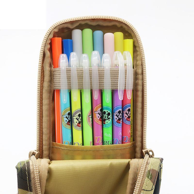 1 Vehicle Pen Pouch Bag with Combination Lock for Boys Double Zipper Camouflage Canvas Pencil Box