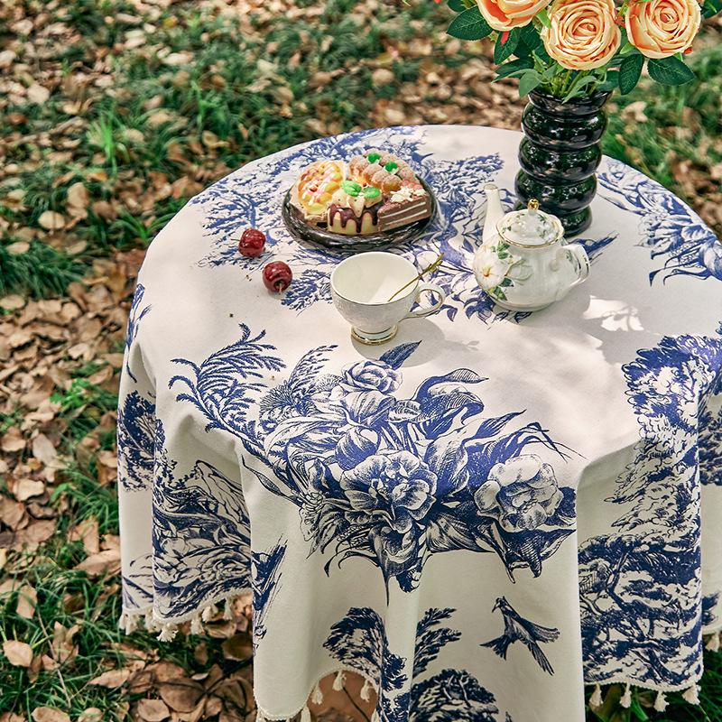 Цветочная круглая прямоугольная скатерть, устойчивая к пятнам, водоотталкивающая, немнущаяся цветочная скатерть для дома, кухни, обеда, вечеринки, использования в помещении и на открытом воздухе
