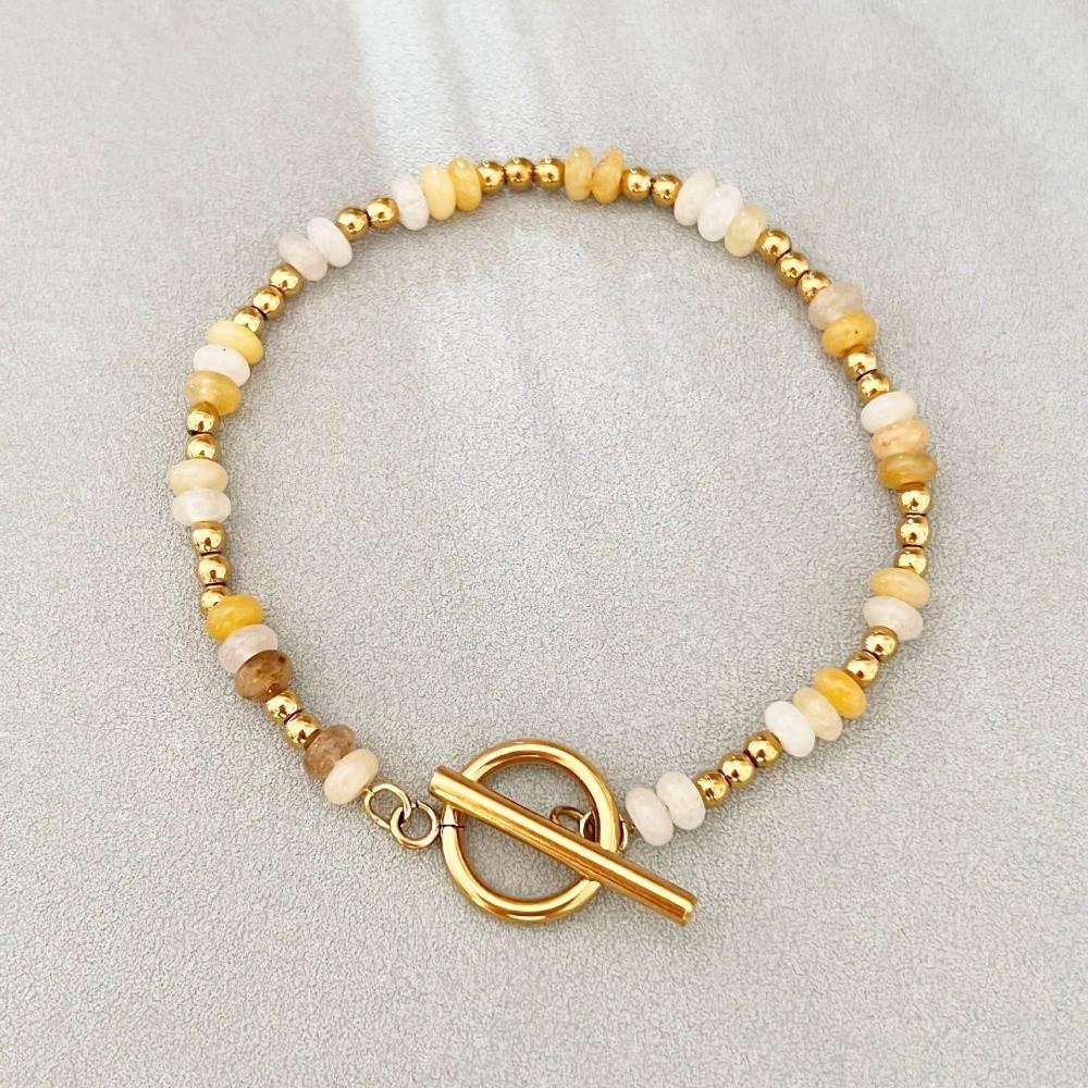 Bohemian Style Natural Stone Chain Bracelet Handmade OT Ring-clasps Bracelet Party