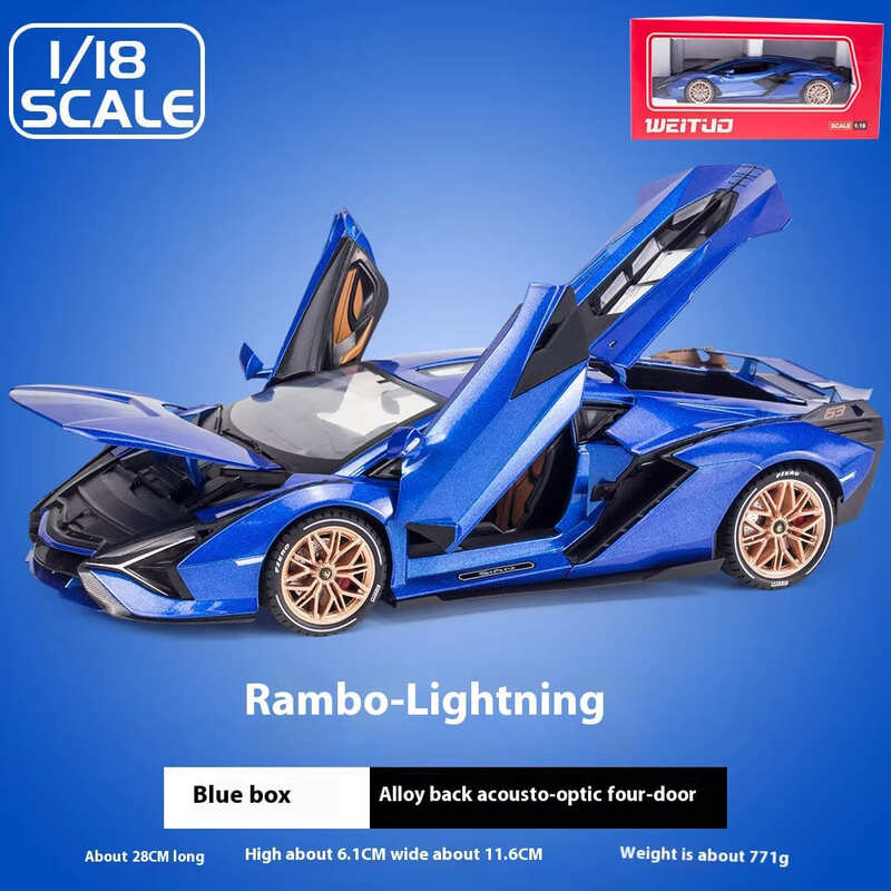 1:18 Lamborghini New Energy Super Sports Car Alloy Die-cast Car Model Sound and Light Series Pull Back Function Children's Toy Boy Birthday Gift