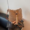 Popular Bucket Bag Women's Summer New Woven Messenger Bag Travel Beach Bag Shoulder Straw Small Bag