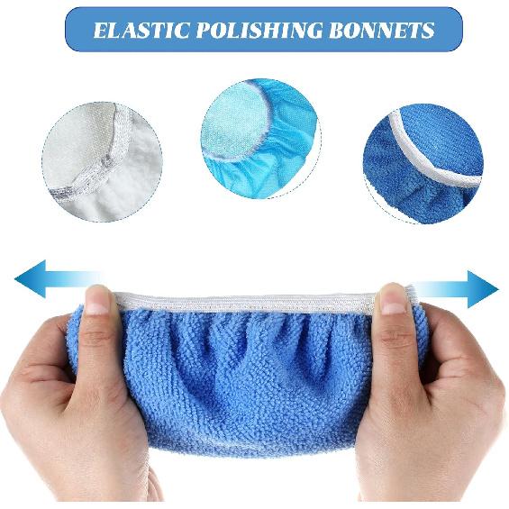 Mudder 40 Pieces Buffer Pads Cover Car Polisher Bonnet Orbital Buffer Bonnets Microfiber Waxers Bonnet Set Including 24 Microfiber 8 Plush 8 Non