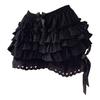 Lolita Shorts Womens Cute Lace Trim Layered Ruffle Bloomers Short Bowknot Decor Frilly Panties