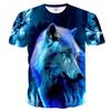 Мужская футболка с круглым вырезом и креативным животным, рубашка с коротким рукавом и 3D принтом цифрового волка, топы