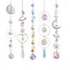 1pc Crystal Wind Chime Moon Sun Catcher Diamond Prisms Pendant Dream Catcher Rainbow Hanging Drop Home Garden Decor Windchime