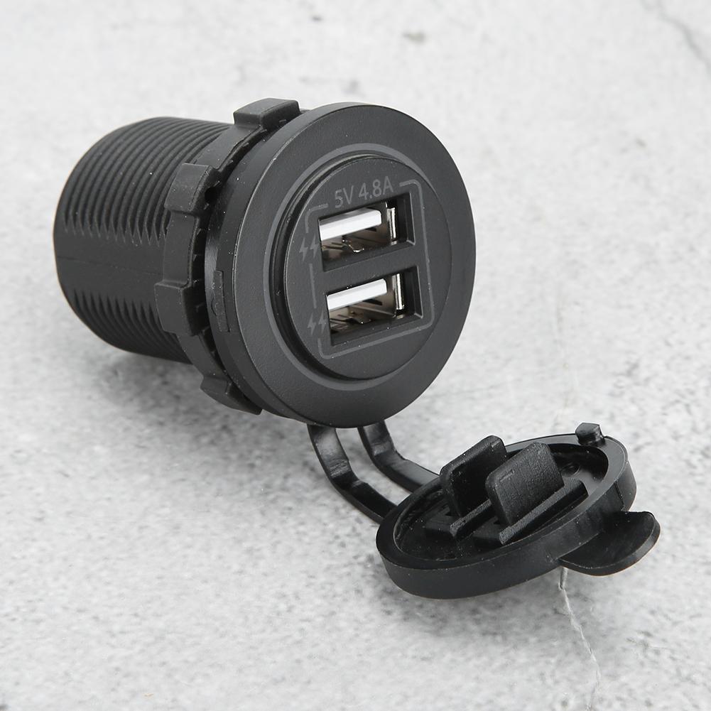 Двойной USB-порт, розетка для зарядки, с кабелем 60 см 23,6 дюйма для автомобиля 12 В 24 В, лодки, квадроцикла, зеленый