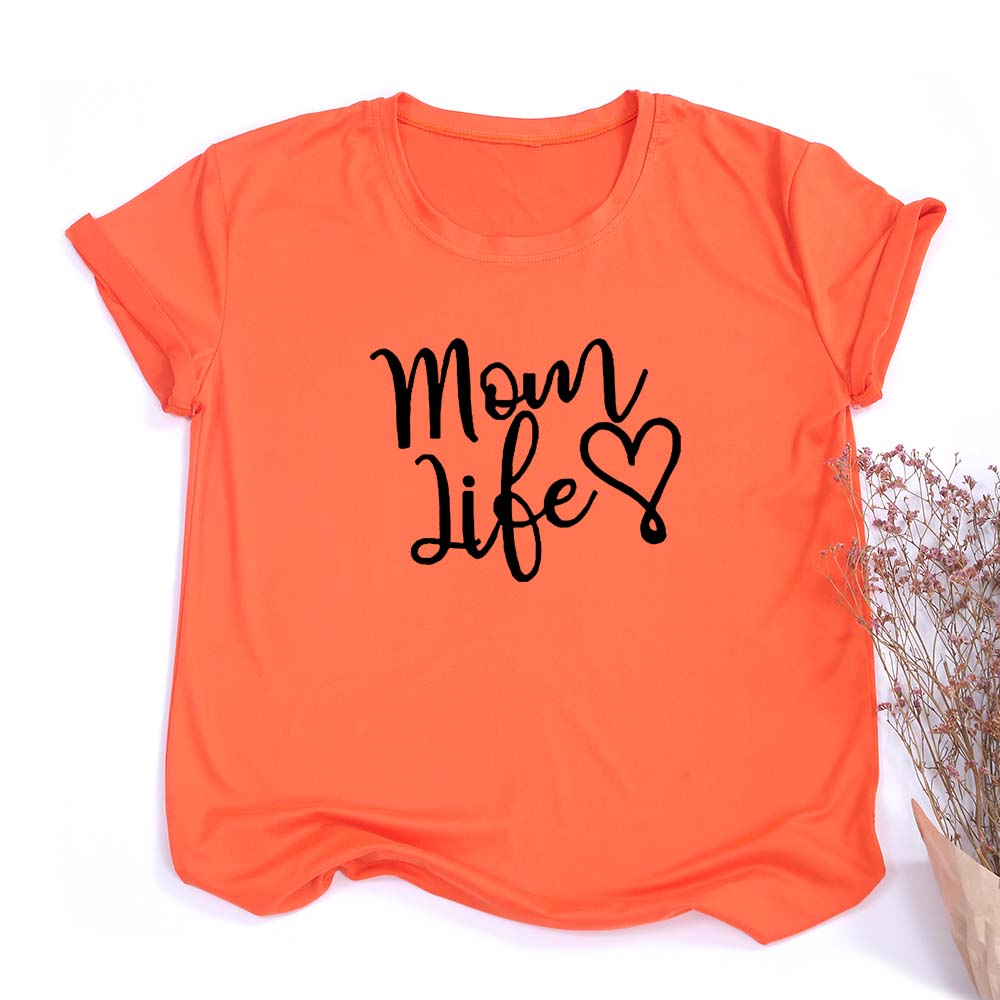 Mom Life Heart Letters Print Women Shirt Cotton Casual Funny Female Harajuku O Neck T Shirt