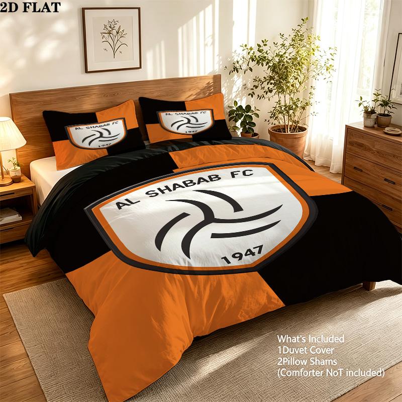 Alshabab Fc Pattern Bedding Quilt Set Quilt Cover Pillowcase Home Birthday Gift(1 * duvet cover + 2 * pillowcase, without core)