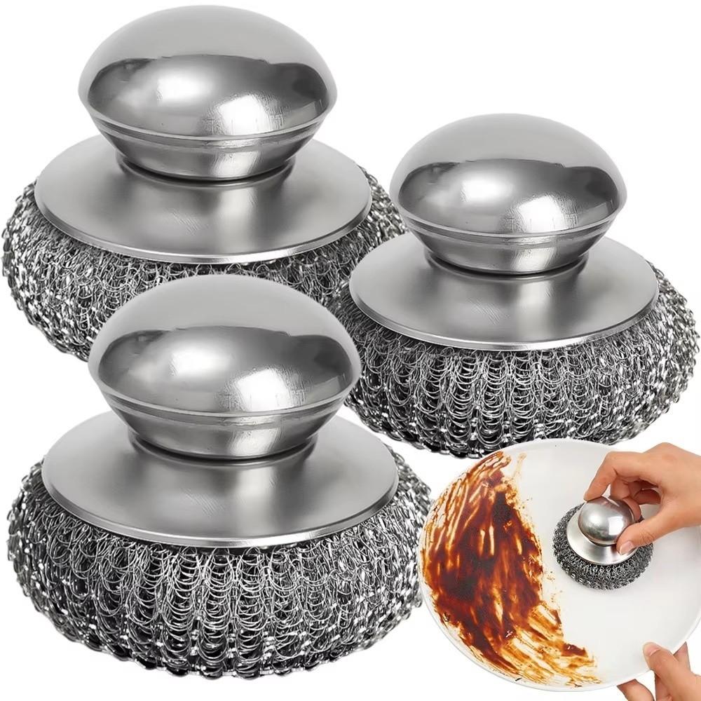 Прочный проволочный шарик для мытья посуды из нержавеющей стали, кухонный инструмент для чистки, металлическая мочалка, для мытья посуды