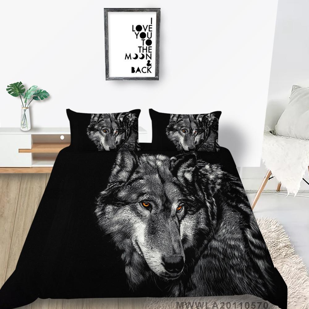 2023 New Style 3D Wolf Printed Single King Size Luxury Duvet Cover Set with Bedding Pillow Home Textiles Duvet Cover Sets