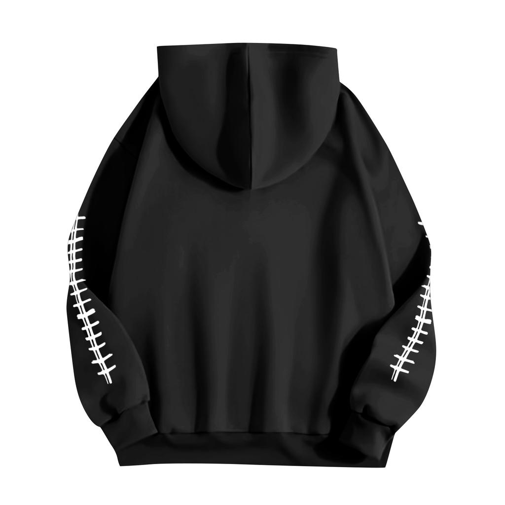 Женский модный, повседневный, удобный свитер с круглым вырезом, капюшоном, длинными рукавами и принтом в стиле регби