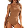CHARMLEAKS Ribbed One Piece Swimsuits for Women Tie Side High Cut Bathing Suits Padded Monokinis
