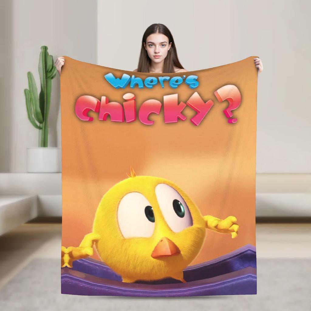 Where's Chicky Blanket Picnic Flannel Throw Blanket For Bedroom Warm Soft Design Quality Bedspread Gift
