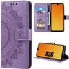 Case for Samsung Galaxy A26 5G - BOOLING - 360 Degree Protection Purple Leather Effect Mandala Pattern