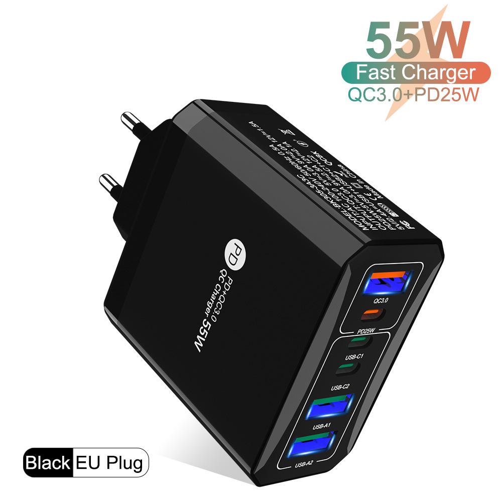 Быстрое зарядное устройство GaN с двумя портами PD65W для компьютеров и планшетов - Стандарт ЕС