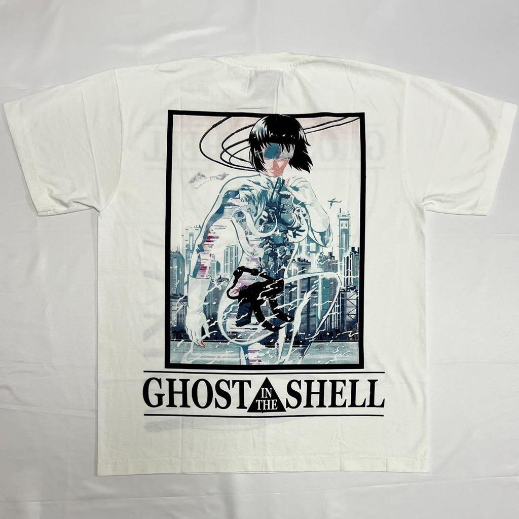 [Б/У] Призрак в доспехах Мотоко Кусанаги Аниме-футболка с двусторонним принтом, Б/У, Размер L, Белая