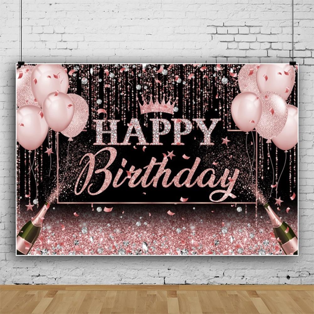 Черный Золотой С Днем Рождения Фото Фон Блестящий Плакат Фото Реквизит Фотостудия