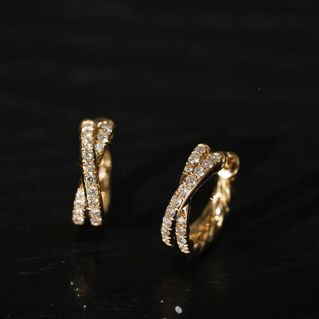 Fashion Jewelry 925 Sterling Silver Cross Hoop Earring Jewelry Women 18K Gold Plated Versatile 925 Silver Earring
