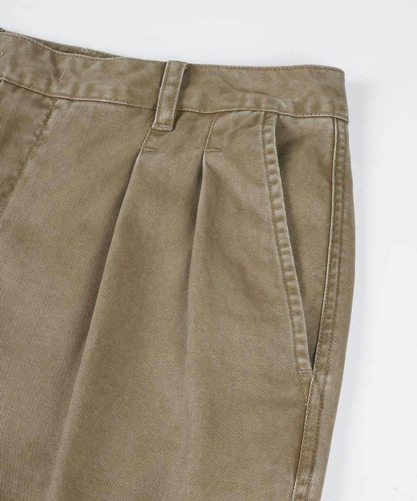 BIRBANTE Garment-Washed Twill Double-Pleat Chino Pants - Beige