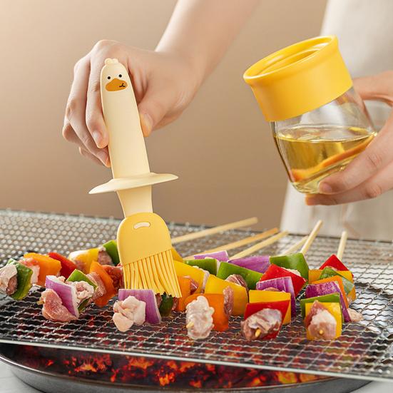 Щетка для бутылок с маслом 2 в 1, силиконовая термостойкая щетка с прозрачным многоразовым контейнером для масла, соевого соуса