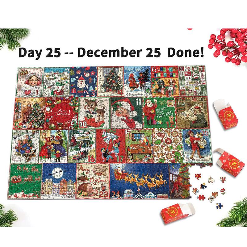 Рождественский пазл-календарь на 2023 год - Санта-Клаус готовит подарки, 24 коробки-пазла для взрослых и детей. Обратный отсчет до рождественского украшения дома.