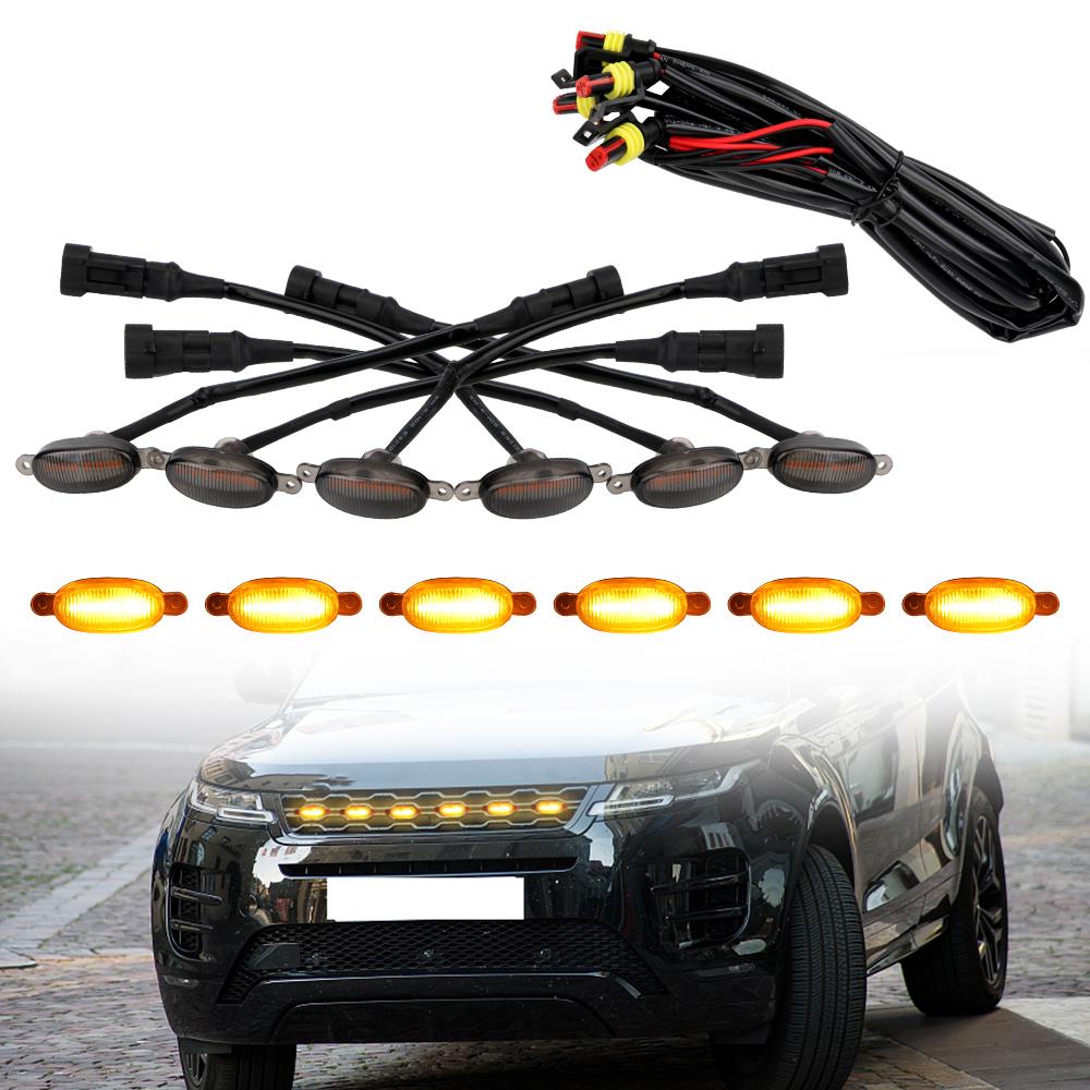 LED Amber Grille Lighting Kit Car Eagle Eye Light Universal 6 SMD 3030 12V Front Grille Lighting Pickup Off Road Warning Fog Lamp Autonobile Lamp