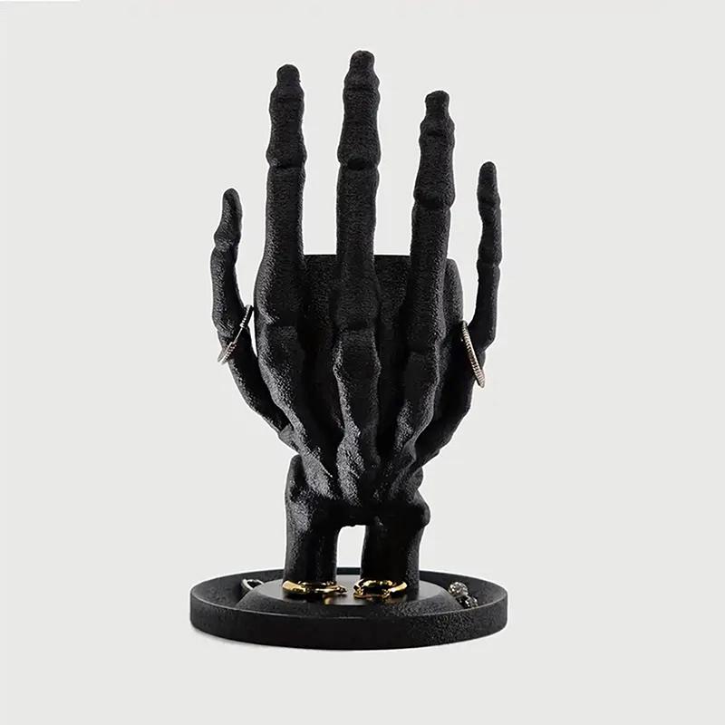 Подставка для украшений в виде готического скелета, черная пластиковая подставка для ожерелий и сережек, подставка для ювелирных изделий в виде руки монстра, декор для дома в стиле ретро