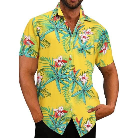 Мужская рубашка с лацканами и короткими рукавами, кардиган, свободный топ, блузка, пляжная повседневная рубашка с принтом для отпуска
