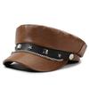 PU Leather Baker Boy Cap Solid Color Beret Hat Fashion Newsboy Hat  Street Style