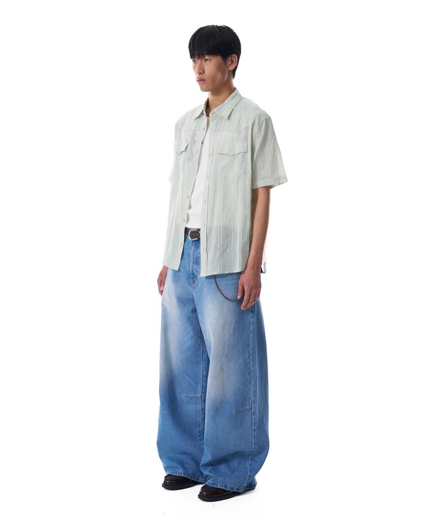 AAKAM Patterned Western Half Shirts (Green)