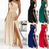 Женская мода сексуальное одно плечо с вырезом и висячим вырезом с высокой талией и открытым удлиненным платьем