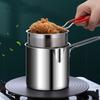 Small Deep Fryer for Home Use 1L/0.35GAL Stainless Steel Milk Steamer Frying Pot With Basket