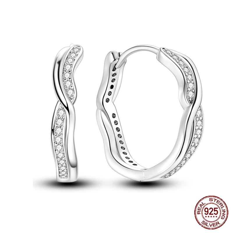 Charms Double Hoop Earrings For Women 100% 925 Silver Cubic Zircon Heart Star Moon Earrings Elegant Birthday Jewelry Gifts