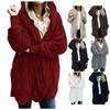 Women Winter Warm Coat Jacket Outwear Ladies Cardigan Coat Double Sided Velvet Hooded Coat