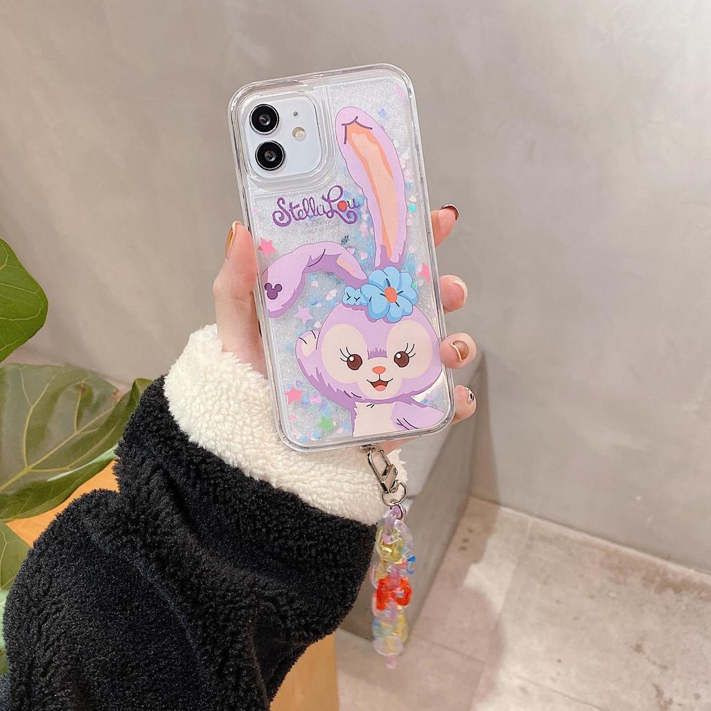 Чехол для iPhone с блестками Quicksand Ballet Rabbit для Apple 11, 12, 13 Pro Max, X со шнурком