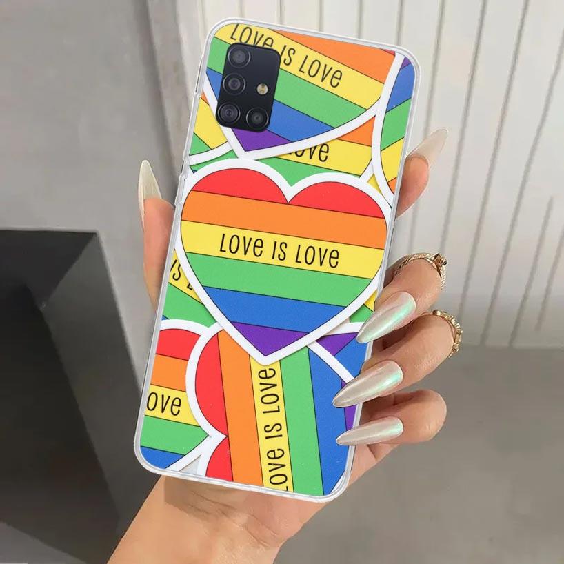 Чехол для телефона 'Любовь есть Любовь' ЛГБТ Радужный для Samsung Galaxy A52 A32 A22 A12 A02S A50S A30S A10S Note 20 Ultra 10 Plus S10 A31 A20 A7
