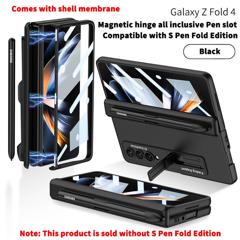Для Samsung Galaxy Z Fold 5 4 3 5G чехол с магнитной петлей и держателем для ручек, стеклянная пленка на передний экран для Z Fold4 Fold5