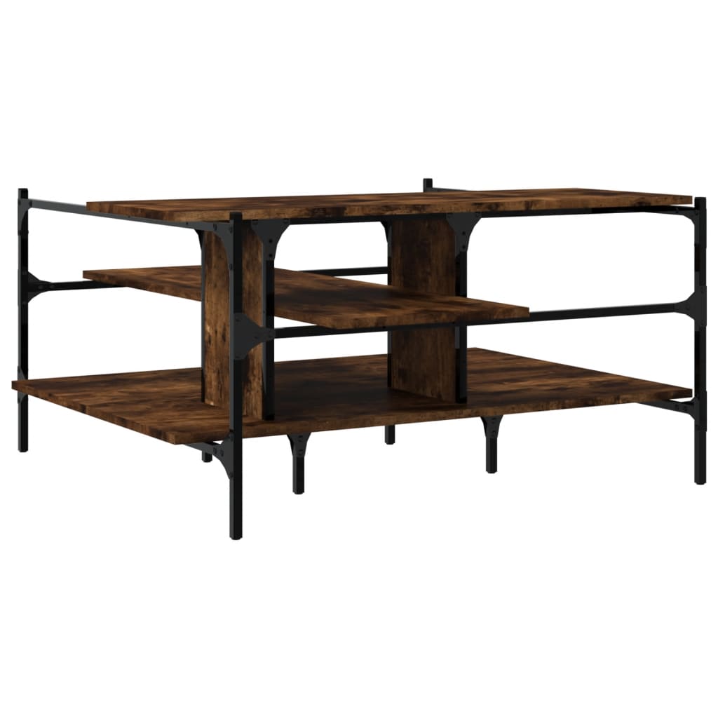 Coffee Table Smoked Oak 100x100x48.5 cm Wood Based Material