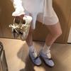 Ретро-кроссовки в синюю полоску в немецком стиле для женщин, осенняя коллекция 2025 года, туфли в стиле Форреста Гампа, универсальные дышащие балетные спортивные и повседневные белые кроссовки.