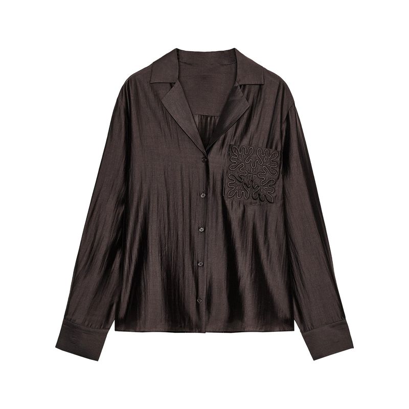 Zaprha 2025 Autumn New Pure Desire Style Lapel Long sleeve Embroidery Pocket Decoration Shirts Top 4786179