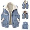 Women's Plush Vest with Sleeveless Lamb Wool and Thickened Fabric Denim Vest