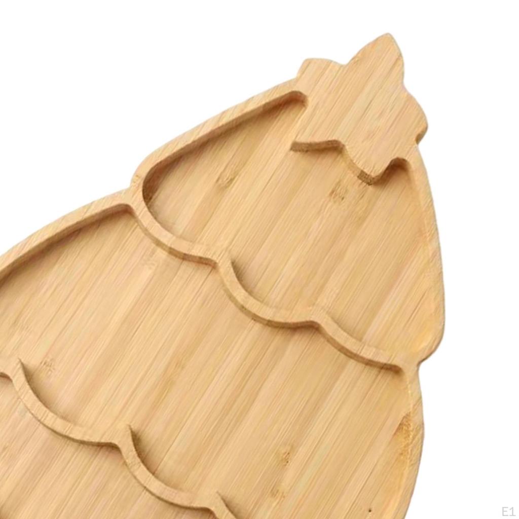 Christmas Tree Shape Tray Dish Plate Bamboo Decorative Dessert Platter Serving for Party